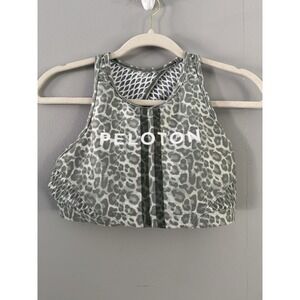 Peloton Sports Bra WITH Medium‎ High Neck Cheetah Print Green Work Out Cycle